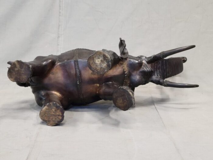 vintage large patinated brass or bronze asian elephant signed la puce 6320