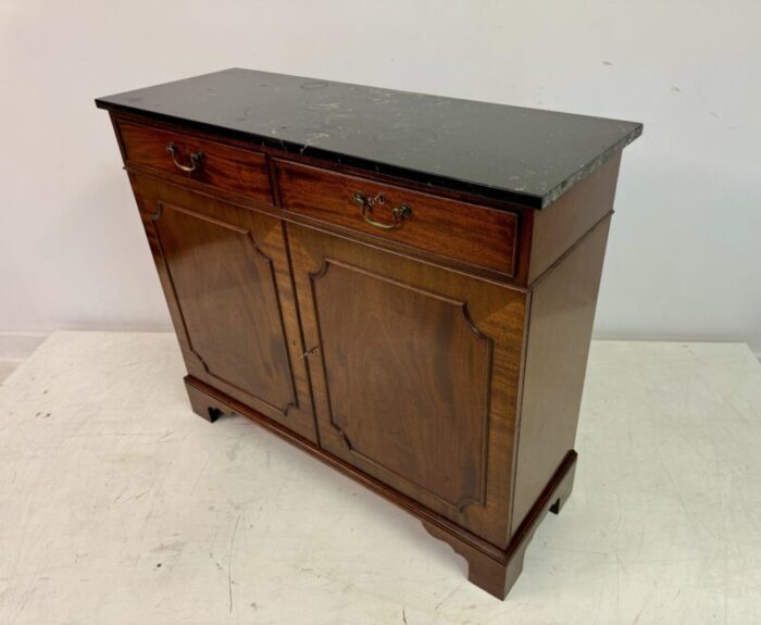 vintage mahogany sideboard with marble top by william tillman 1980s 2684