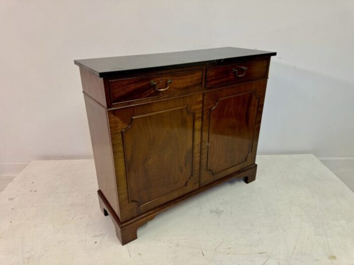 vintage mahogany sideboard with marble top by william tillman 1980s 6475