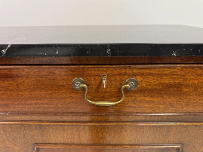 vintage mahogany sideboard with marble top by william tillman 1980s 7388