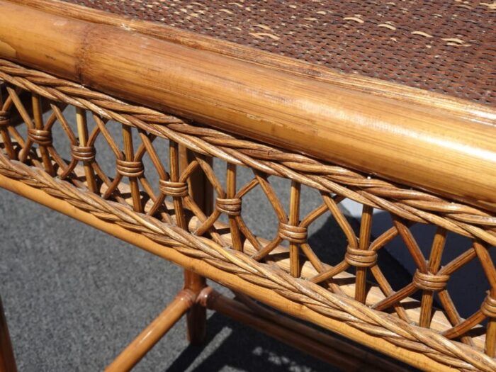 vintage mid century bamboo rattan side table end table 5207