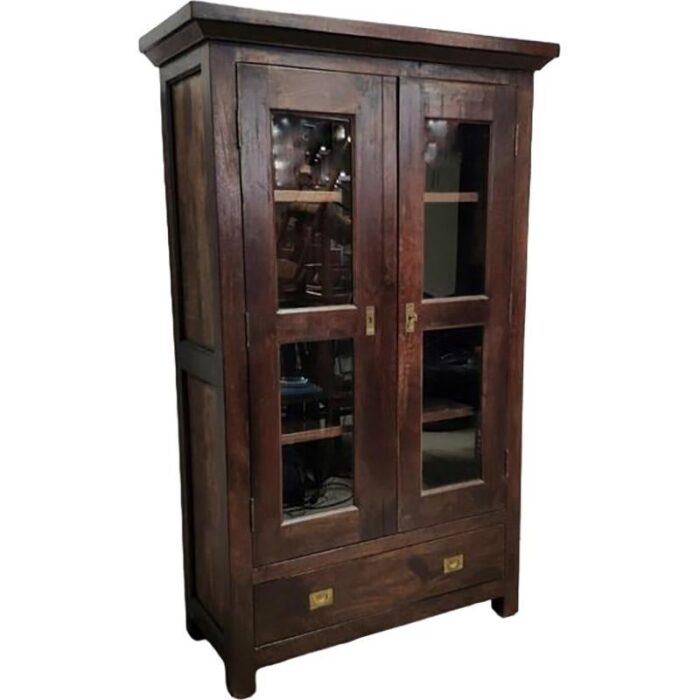 vintage oak wood display cabinet 0005