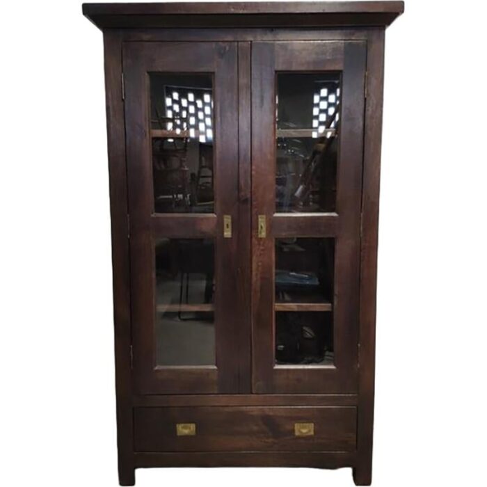 vintage oak wood display cabinet 7174