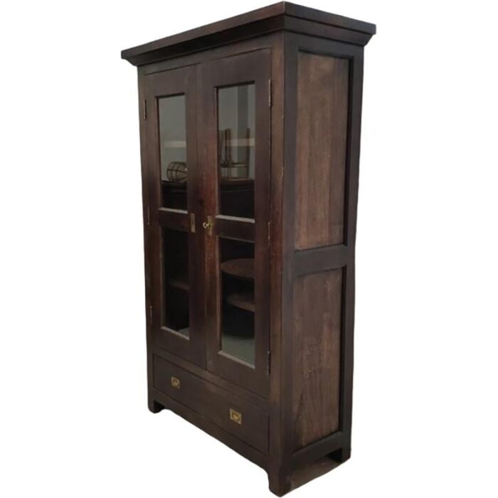 vintage oak wood display cabinet 7576