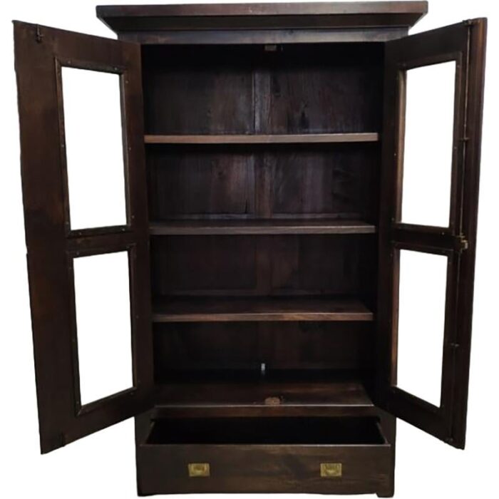 vintage oak wood display cabinet 7659