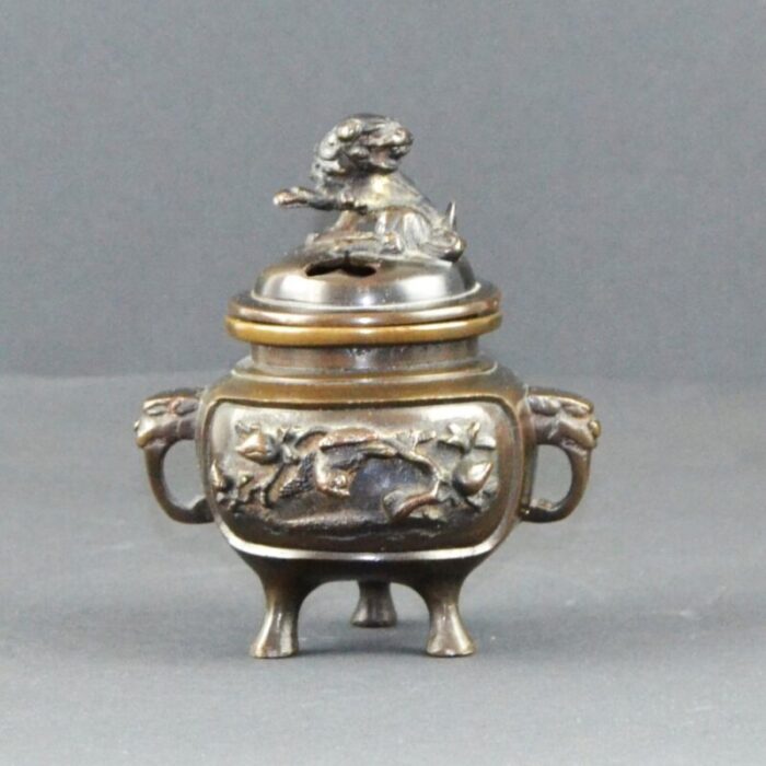 vintage oriental incense burner in bronze 1920s 1