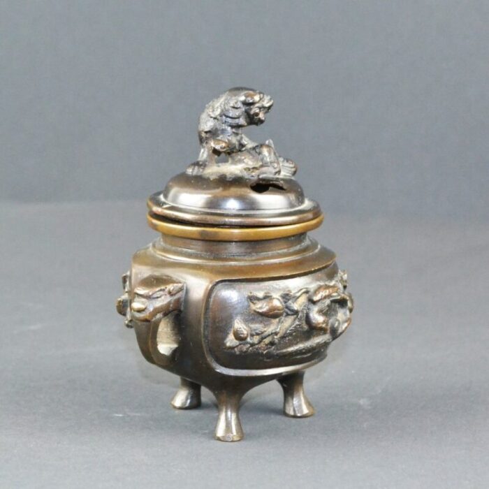 vintage oriental incense burner in bronze 1920s 2