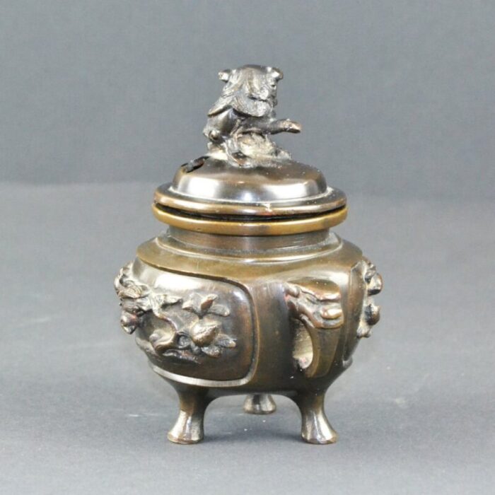 vintage oriental incense burner in bronze 1920s 3