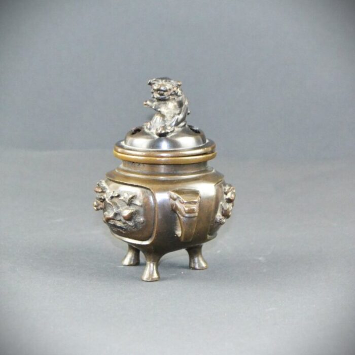 vintage oriental incense burner in bronze 1920s 7