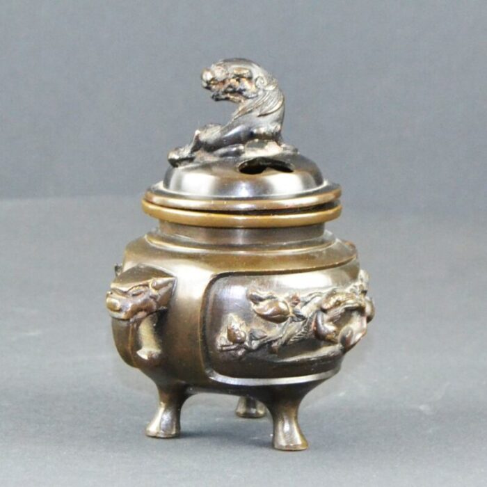 vintage oriental incense burner in bronze 1920s 8