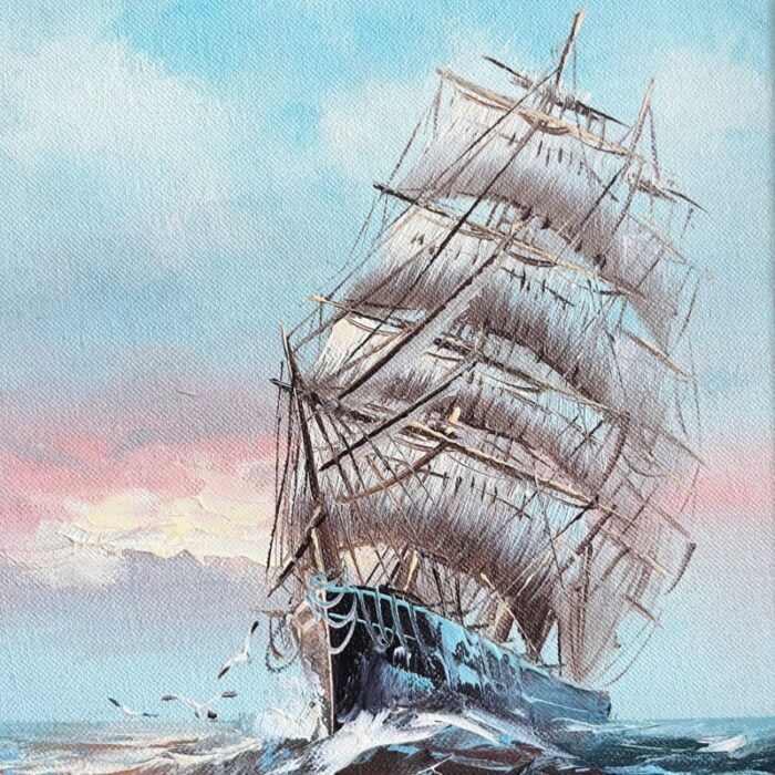 vintage original nautical oil painting signed by artist preston willis 0149