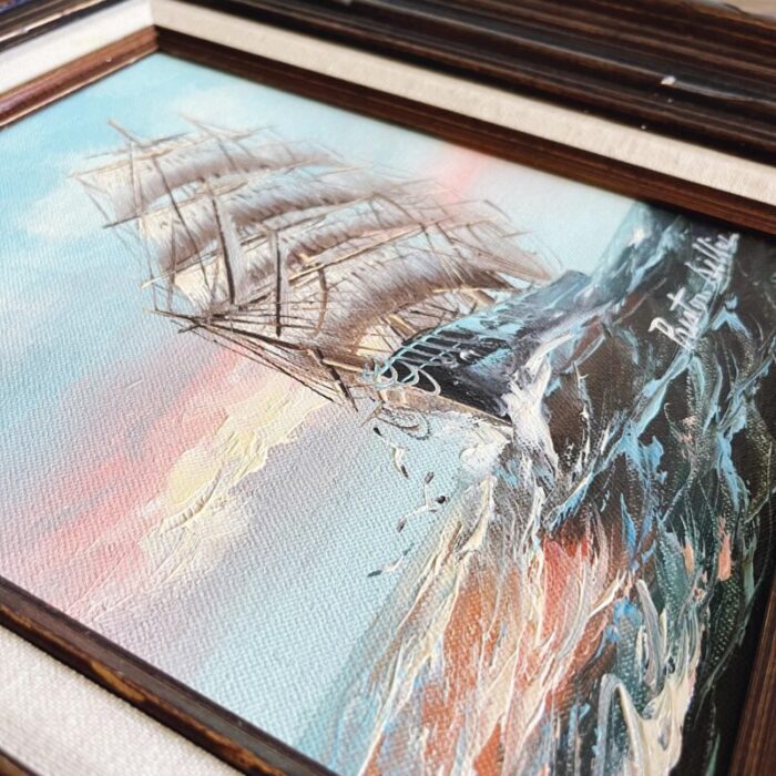 vintage original nautical oil painting signed by artist preston willis 2850