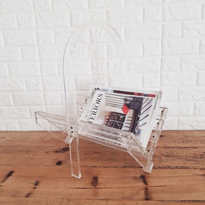 vintage postmodern methacrylate magazine rack 1980s 5658