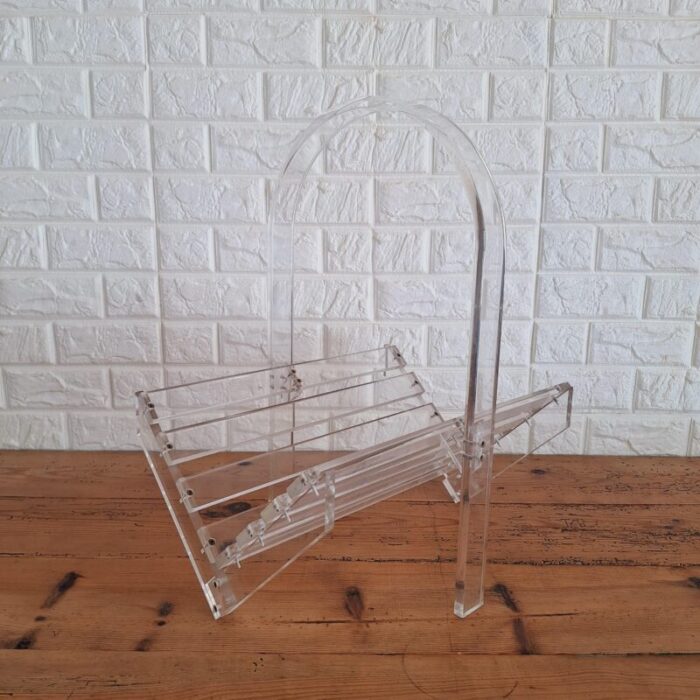 vintage postmodern methacrylate magazine rack 1980s 7010