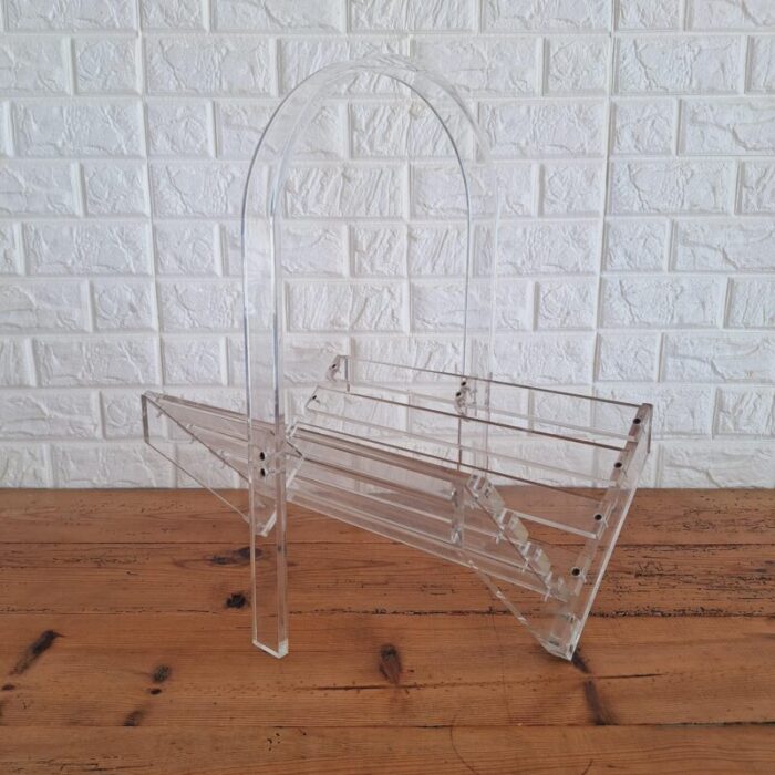 vintage postmodern methacrylate magazine rack 1980s 8930