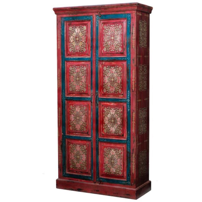 vintage red painted cabinet 1920s 4049