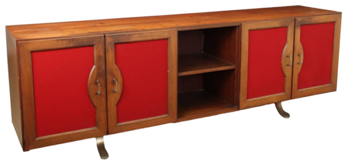 vintage red sideboard 1960s 8863