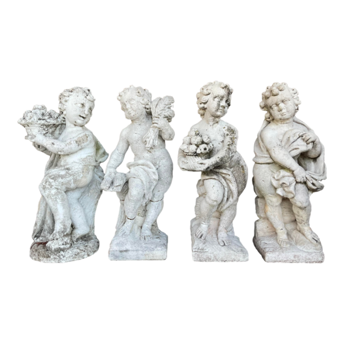 vintage regency cast concrete four seasons statues set of four 1589