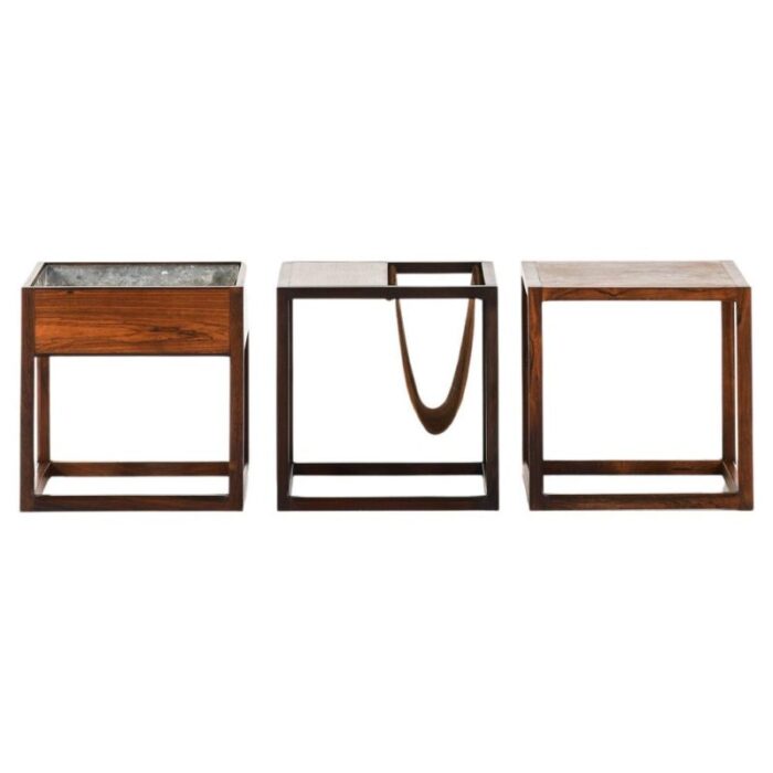 vintage side tables in rosewood from kai kristiansen 1960s set of 3 1