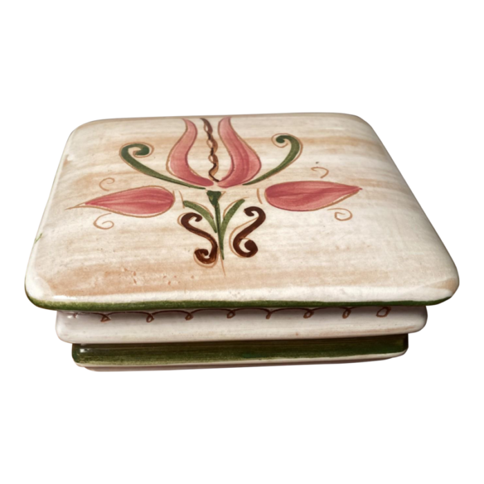 vintage stangl pottery terra rose trinket box 5122