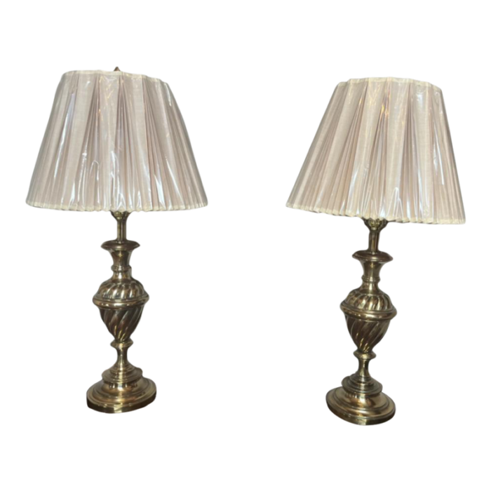 vintage stiffel brass lamps set of 2 4521