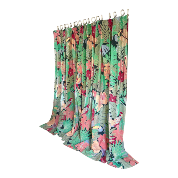 vintage tropical parrot curtains set of 2 9748