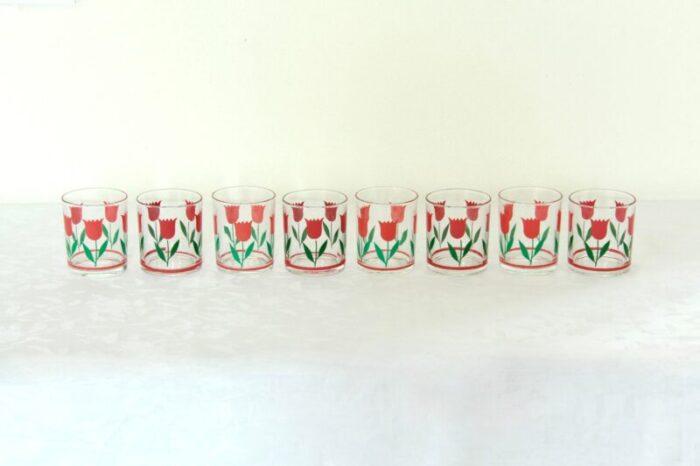 vintage tulipani tulip glasses italy 1970s set of 8 0904