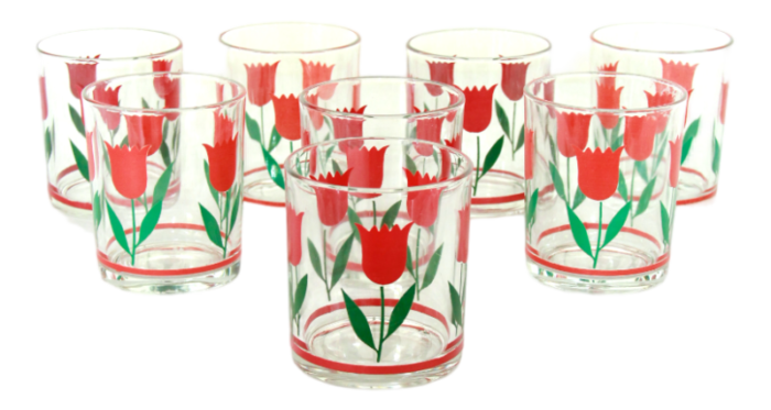 vintage tulipani tulip glasses italy 1970s set of 8 5733