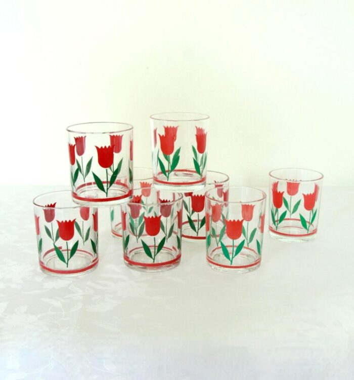 vintage tulipani tulip glasses italy 1970s set of 8 6929