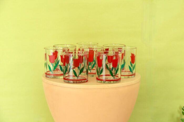 vintage tulipani tulip glasses italy 1970s set of 8 8583