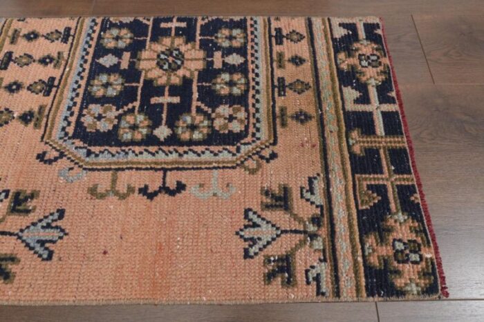 vintage turkish orange floral wool rug anatolia 1960s 4