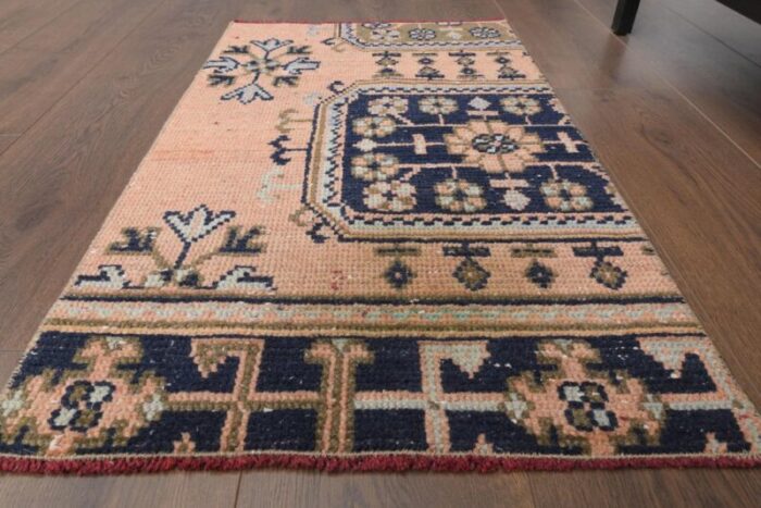 vintage turkish orange floral wool rug anatolia 1960s 7