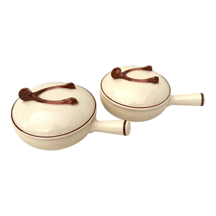 vintage wishbone lid soup crocks pair of 2 2972