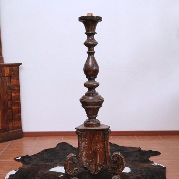 vintage wooden column candleholder 1