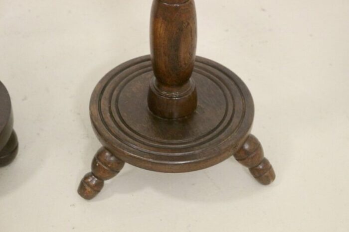 vintage wooden plant stands with round legs 1950 set of 2 2