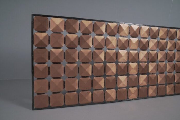 wall decoration with graphic 3d copper elements 1960s 3