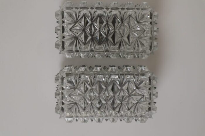 wall lights in crystal from erco 1960s set of 2 0613