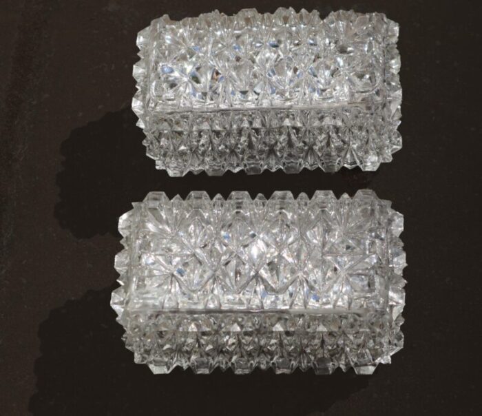 wall lights in crystal from erco 1960s set of 2 6937