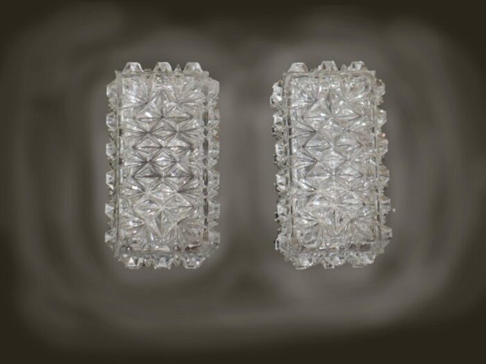 wall lights in crystal from erco 1960s set of 2 9029