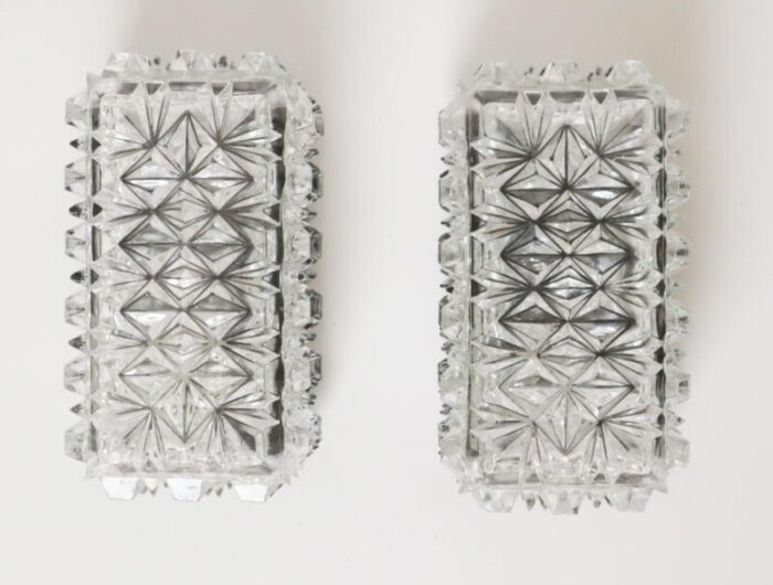 wall lights in crystal from erco 1960s set of 2 9753