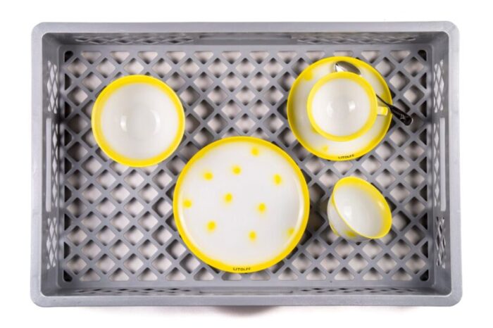 yellow dots porcelain collection bowls from litolff set of 2 0109